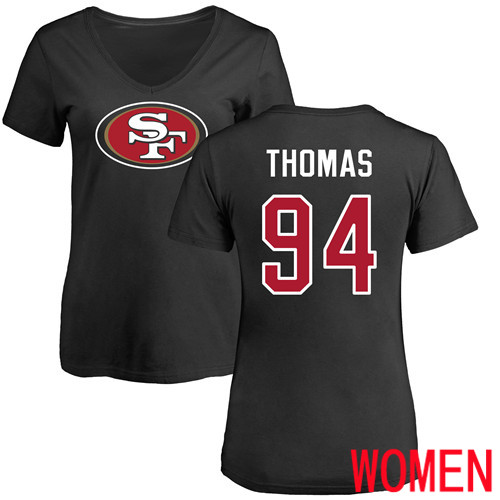 San Francisco 49ers Black Women Solomon Thomas Name and Number Logo #94 NFL T Shirt->nfl t-shirts->Sports Accessory